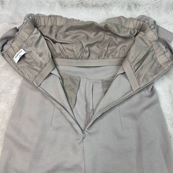 Babaton Romper Size 4 Nude Cropped Off Shoulder Wide Leg Sleeveless Romper Ruffl - Picture 16 of 16